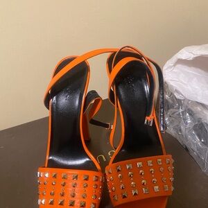 Gucci Orange Studded Platform Sandals